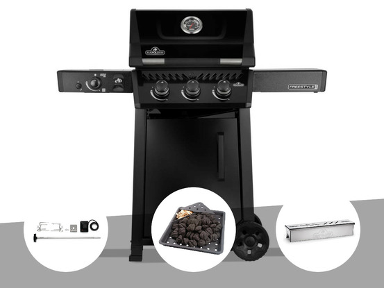 Barbecue gaz freestyle 365 noir pro 3 brûleurs + 1 bruleur sizzle zone + rôtisso