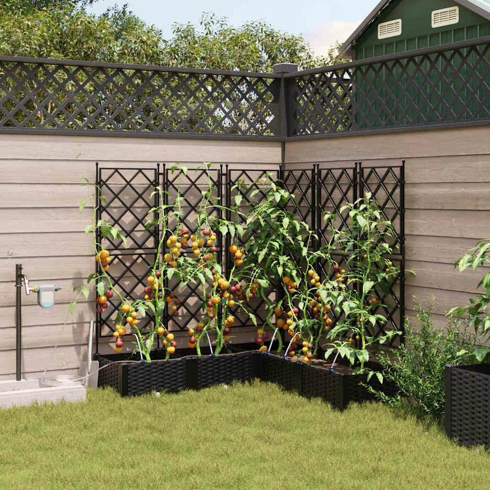 Cache-pot de jardin 5 pcs noir plastique