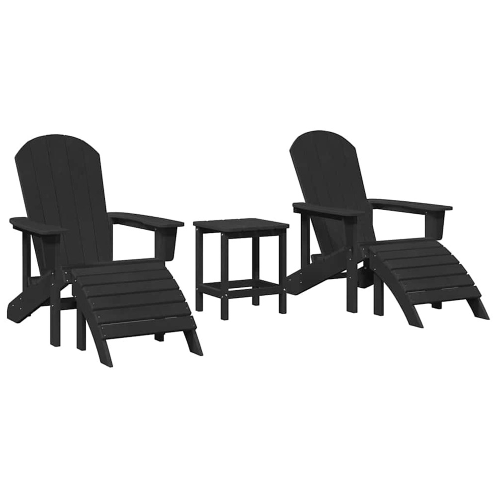 Chaise de jardin 3 pcs noir polyéthylène