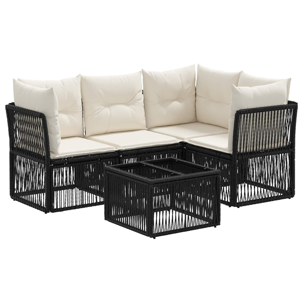 Ensemble de canapé de jardin 5 pcs noir polyrotin