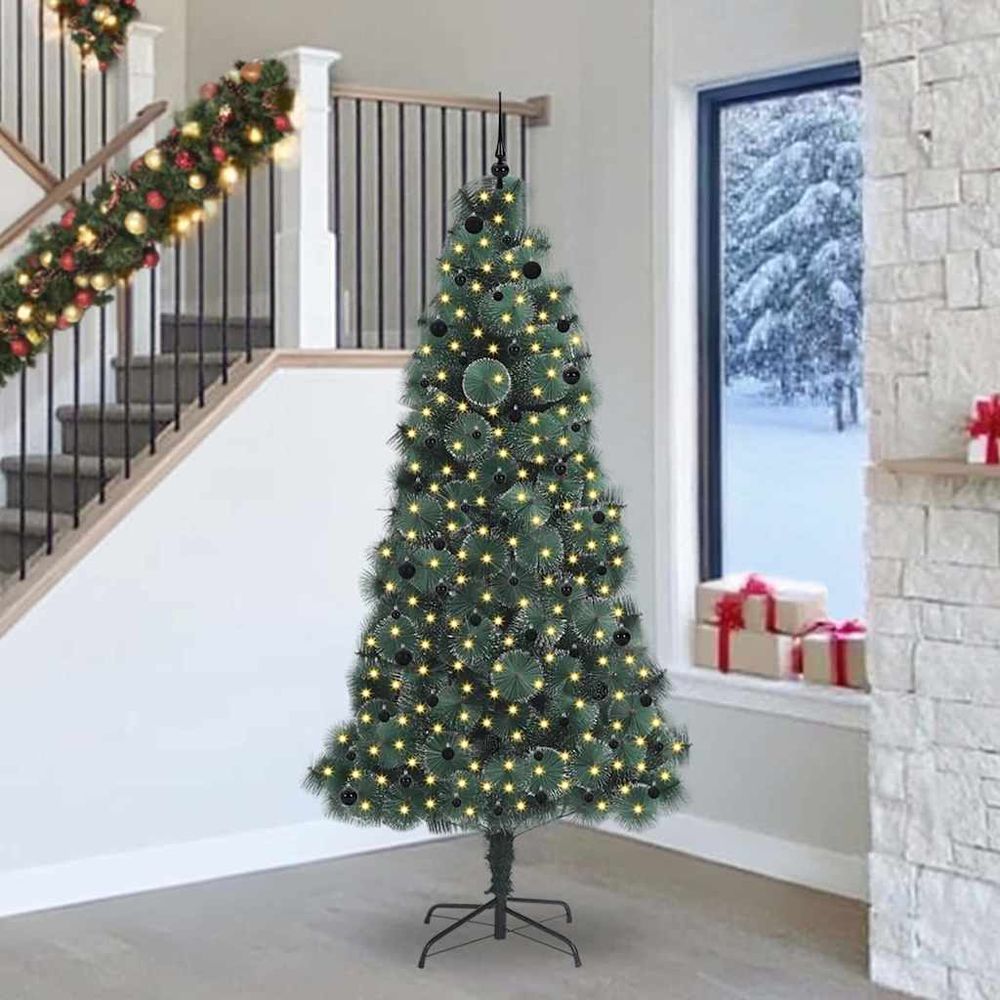 Sapin artificiel forme conique prêt à l'emploi avec 120 décorations et 300 led intégrées