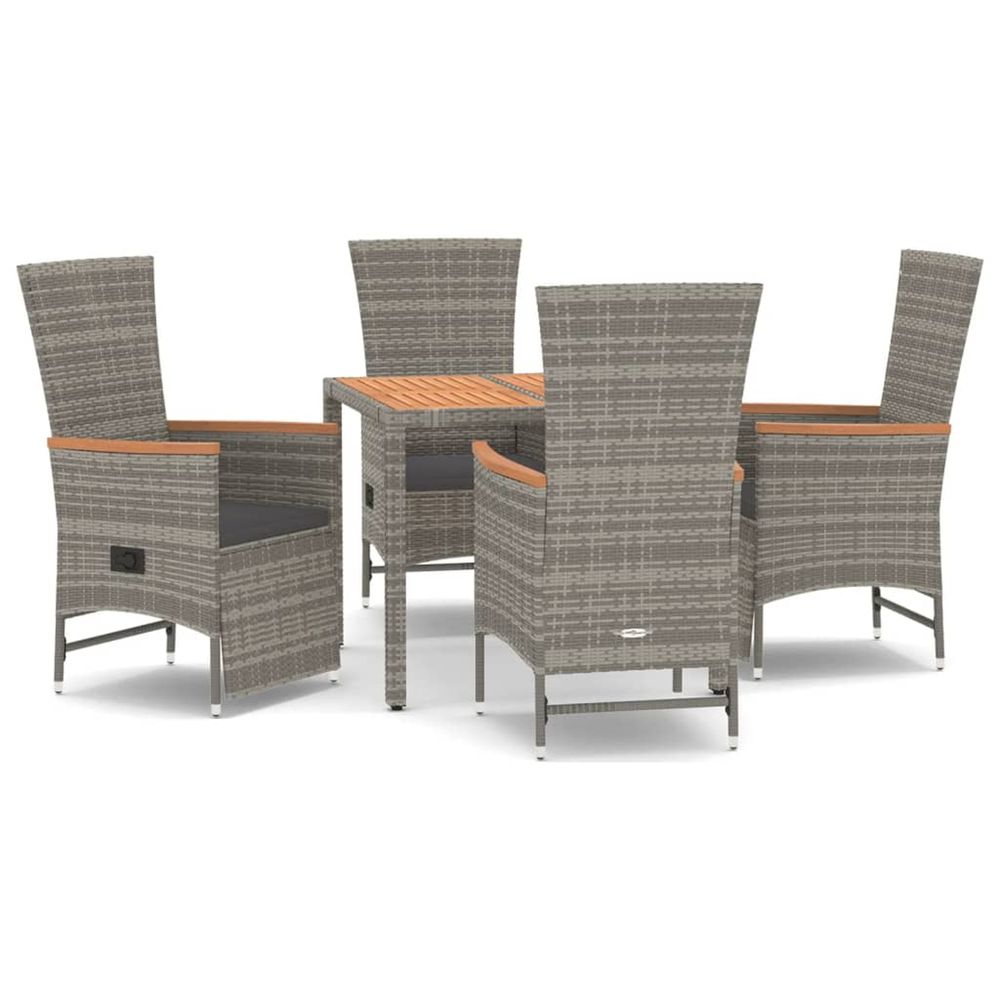 Ensemble à manger de jardin 5 pcs coussins gris résine tressée