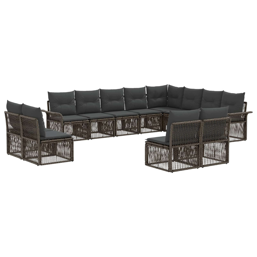 Ensemble de canapé de jardin 12 pcs gris polyrotin