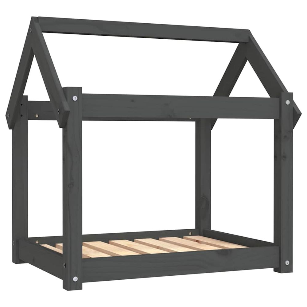 Lit pour chien gris 71x55x70 cm bois de pin solide