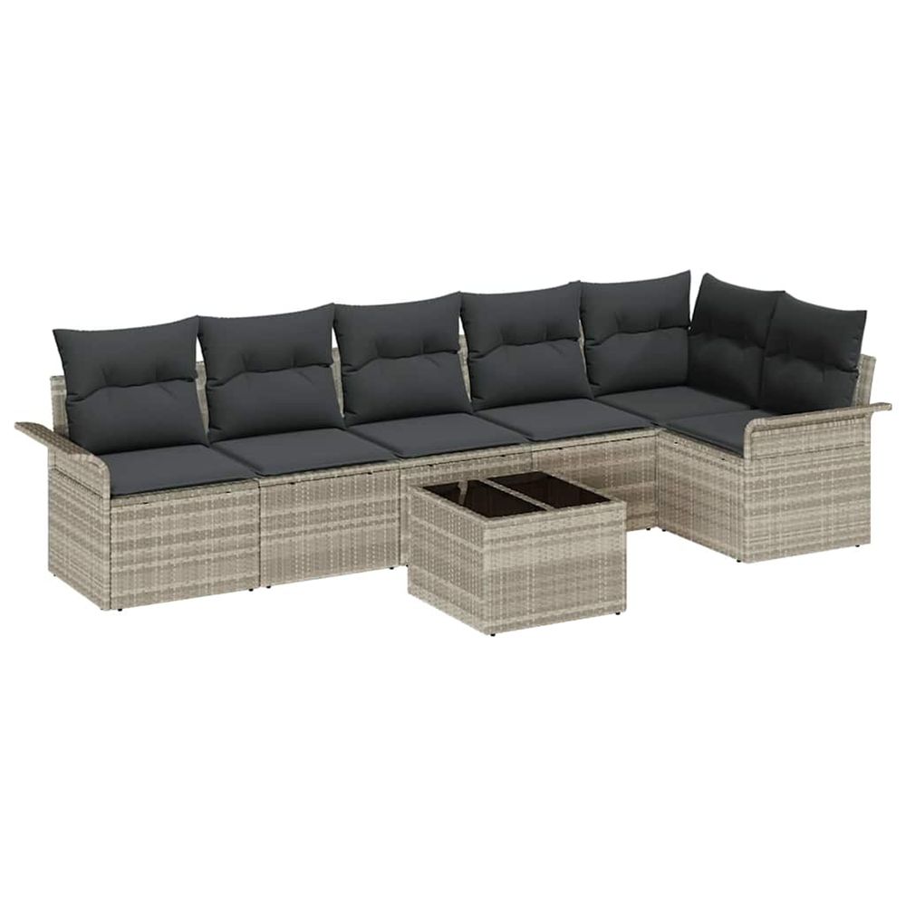 Ensemble de canapé de jardin 7 pc gris clair polyrotin