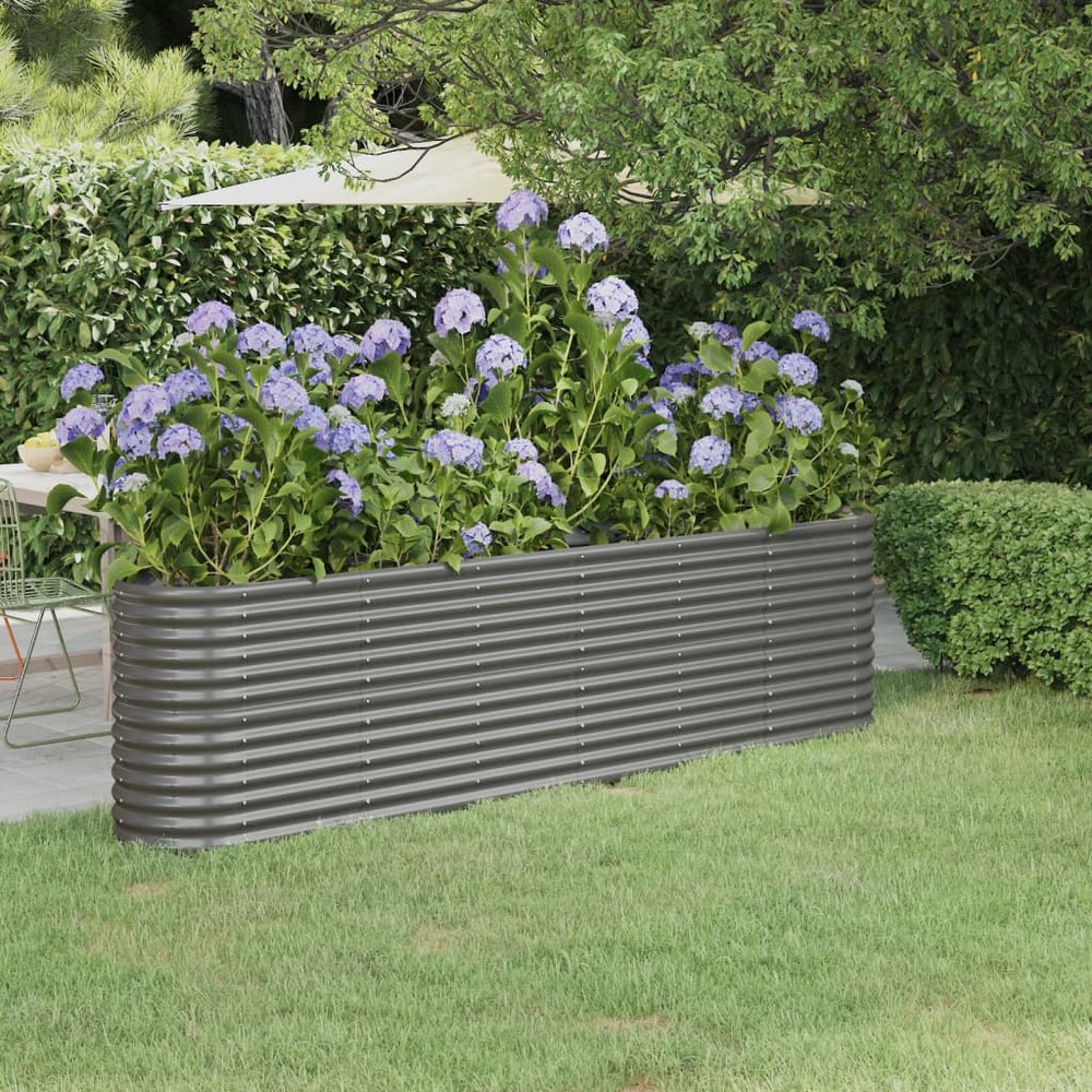 Lit surélevé de jardin acier galvanisé 260x40x68 cm gris