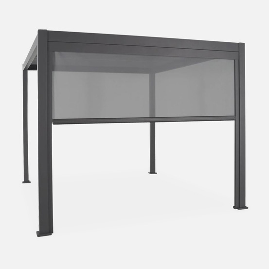 Pergola bioclimatique – triomphe – 4x3m, aluminium, à lames orientables + store 3m
