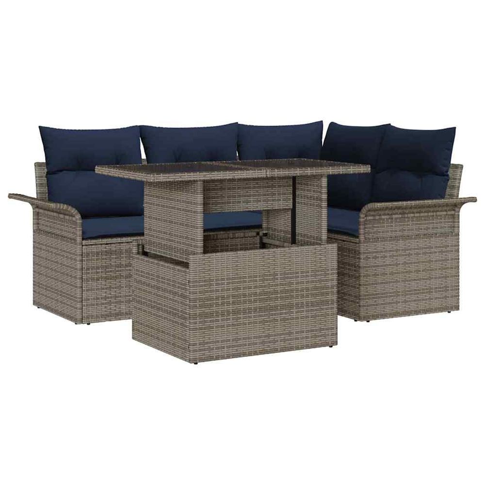 Ensemble de canapé de jardin 5 pc gris