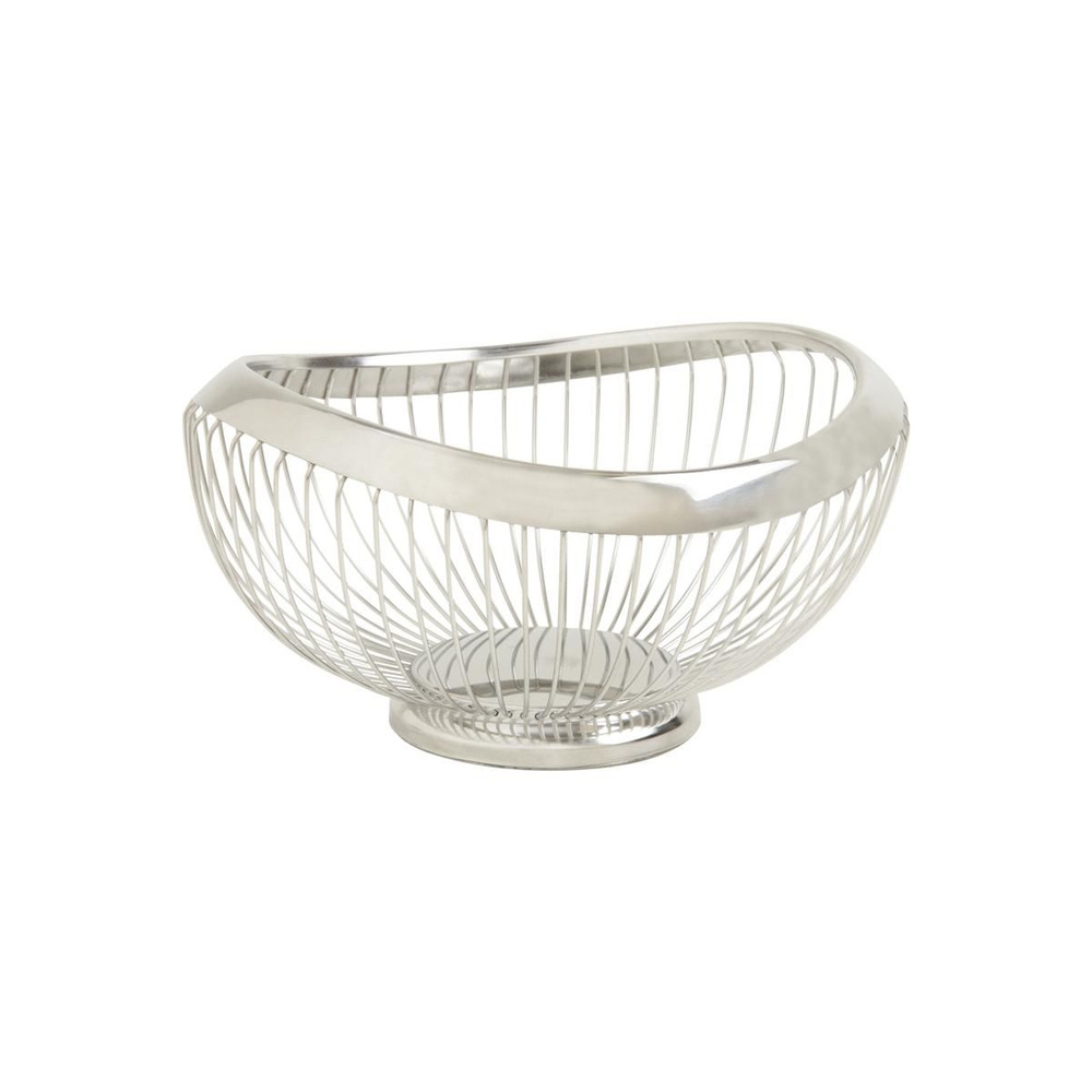 Corbeille à fruits ronde en métal vague argentée
