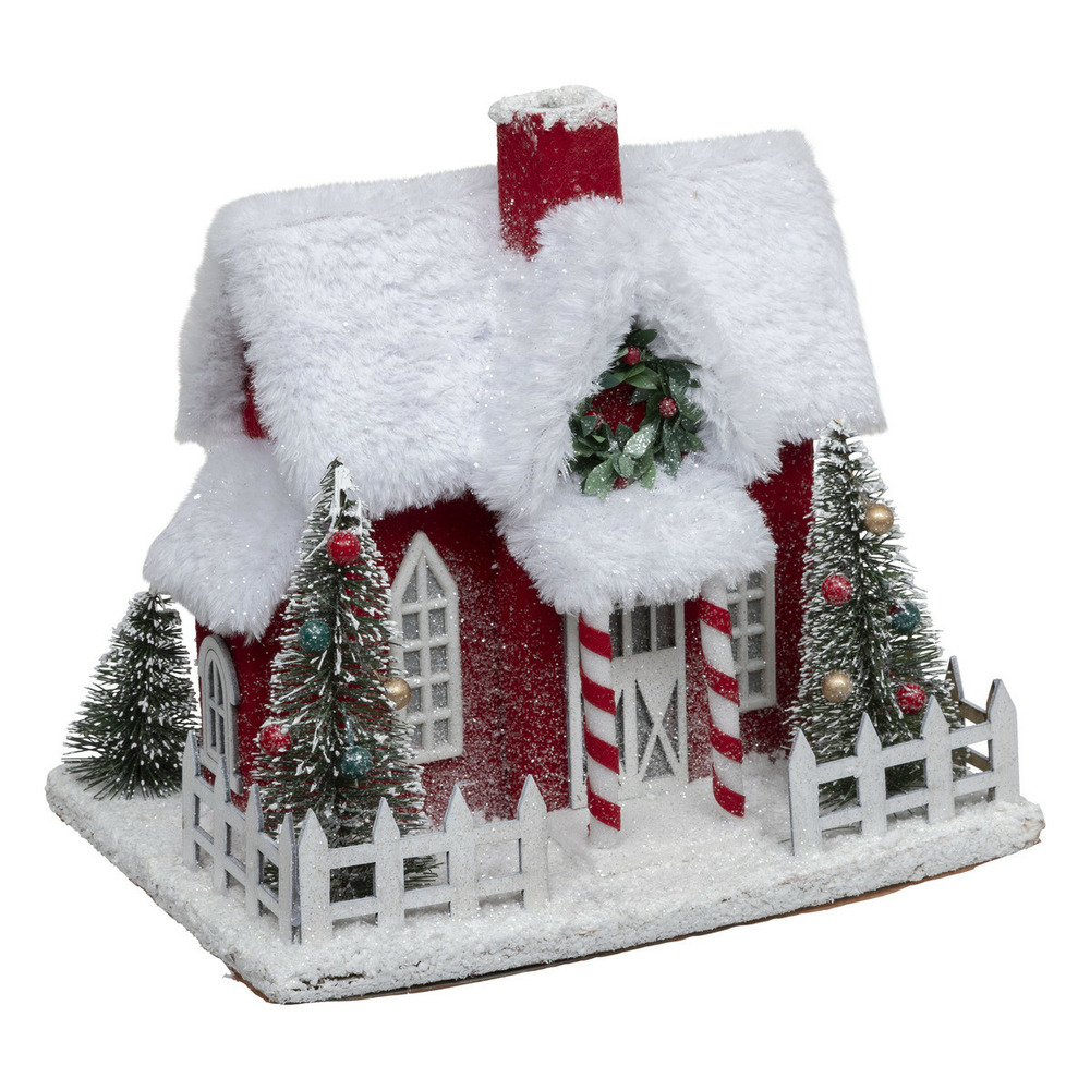 Déco à poser maison du père noël enneigée h 25.5 cm