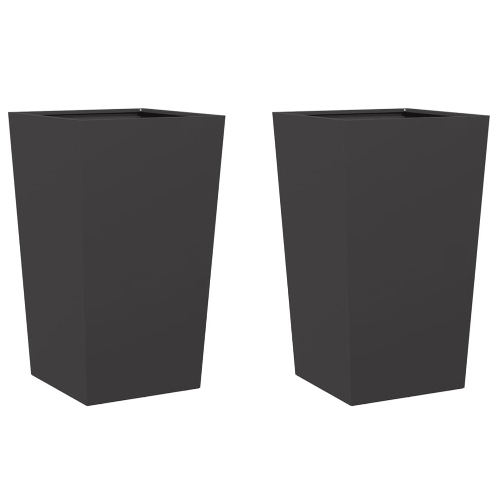 Jardinière d'extérieurs 2 pcs noir 45x45x75 cm acier