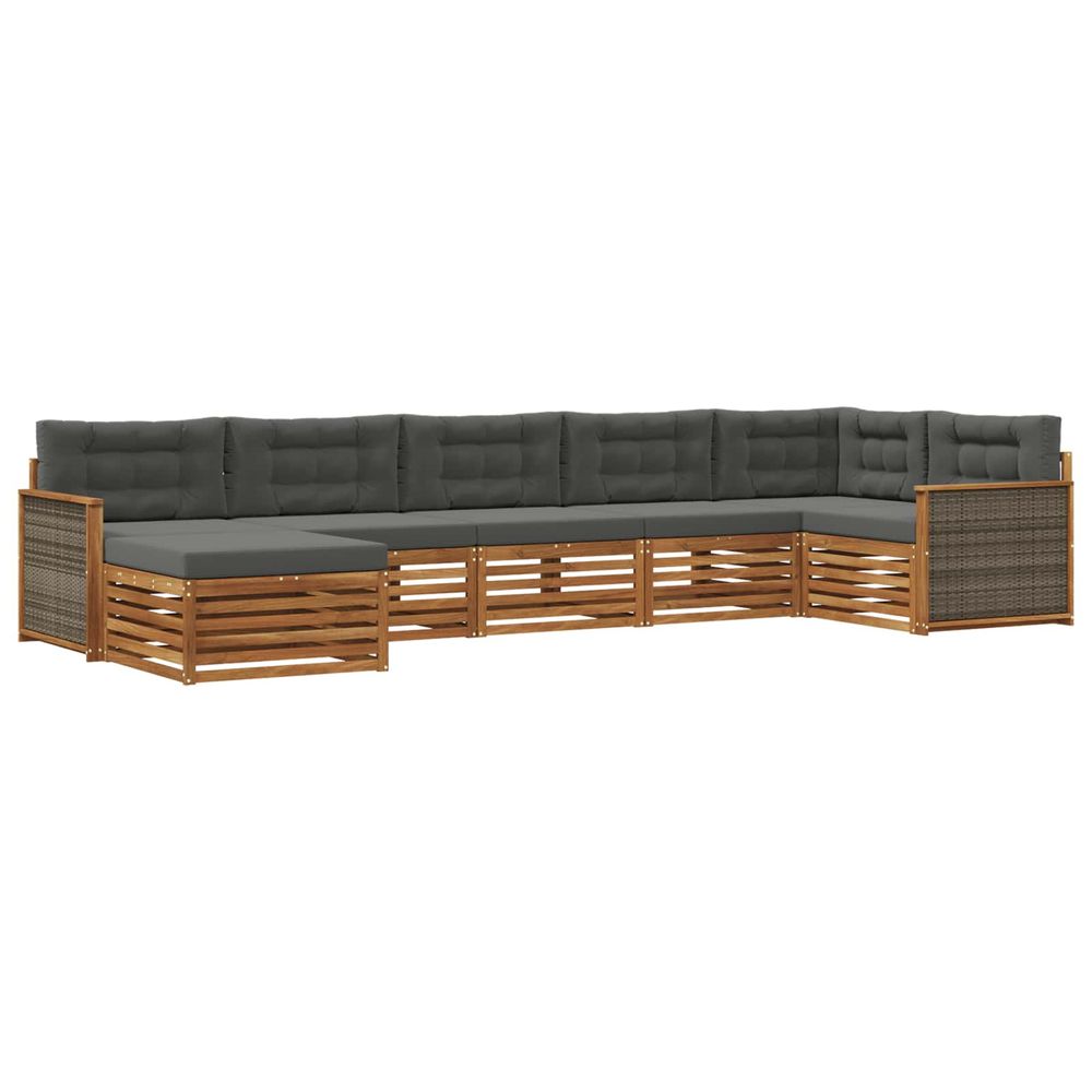 Ensemble de canapés d'extérieur 7 pc naturel et anthracite