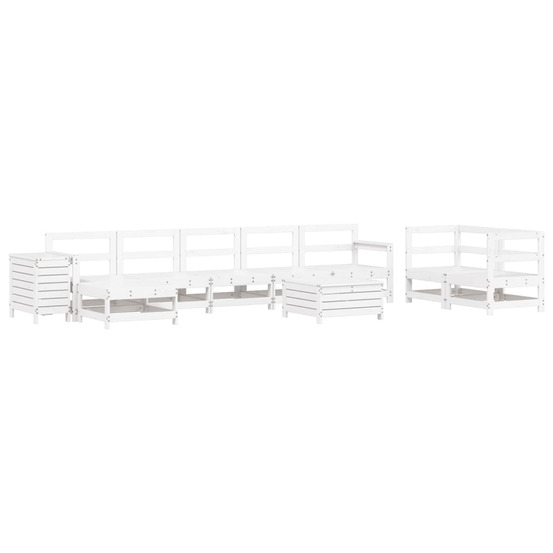 Salon de jardin 10 pcs blanc bois de pin massif