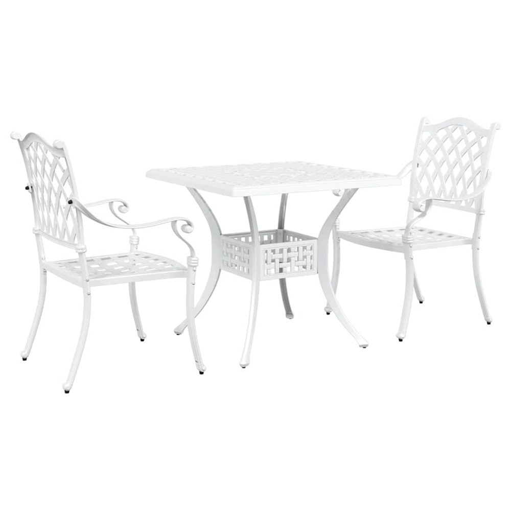 Ensemble de tables de jardin 3 pcs blanc aluminium coulé
