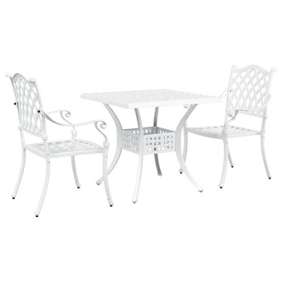 Ensemble de tables de jardin 3 pcs blanc aluminium coulé
