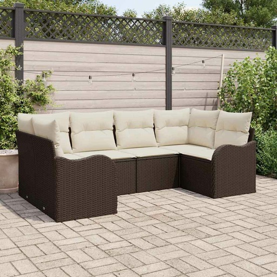 Ensemble de canapé de jardin 6 pcs marron poly rotin