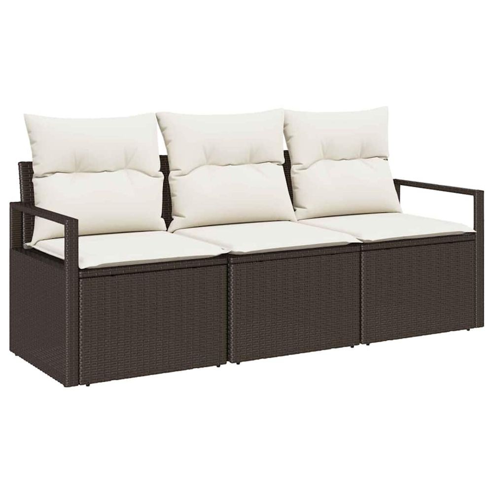 Ensemble de canapé de jardin 3 pc marron et blanc polyrotin