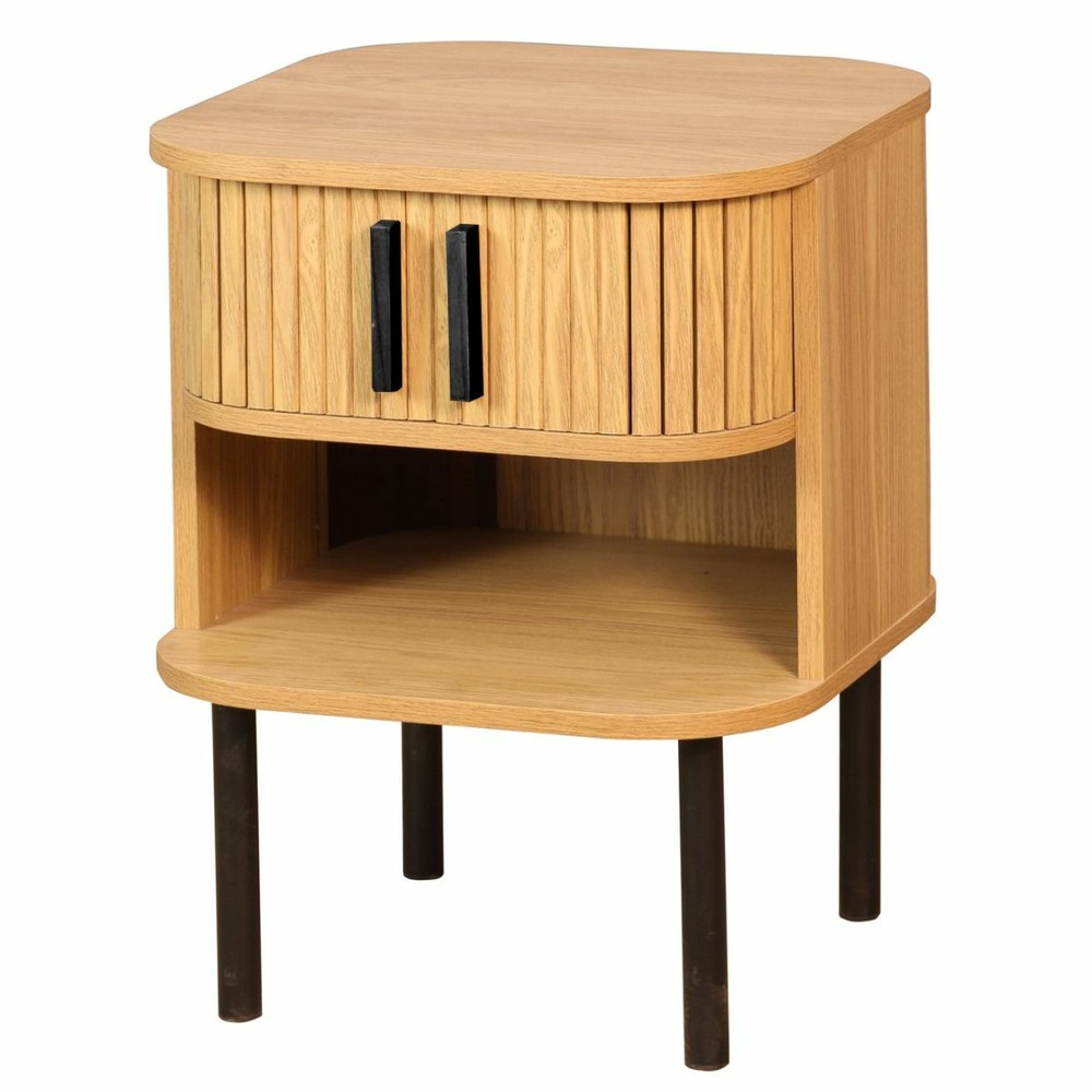 Table de nuit en lamelles bois et métal kyoto