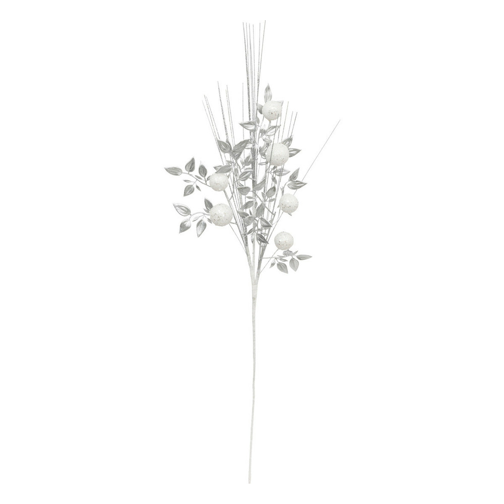 Branche décorative spéciale fêtes argent et blanc h 75 cm