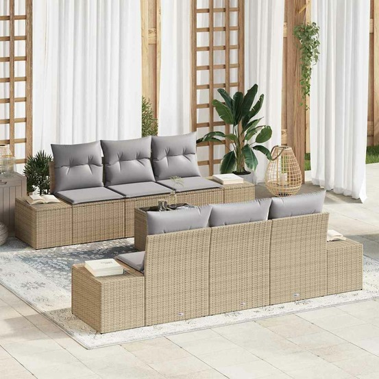 Ensemble de canapé de jardin 8 pcs beige et gris polyrotin