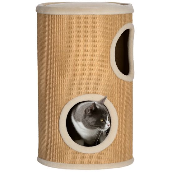 Tour à griffer chat 2 niveaux bois sisal naturel design élégant 35x60cm marron