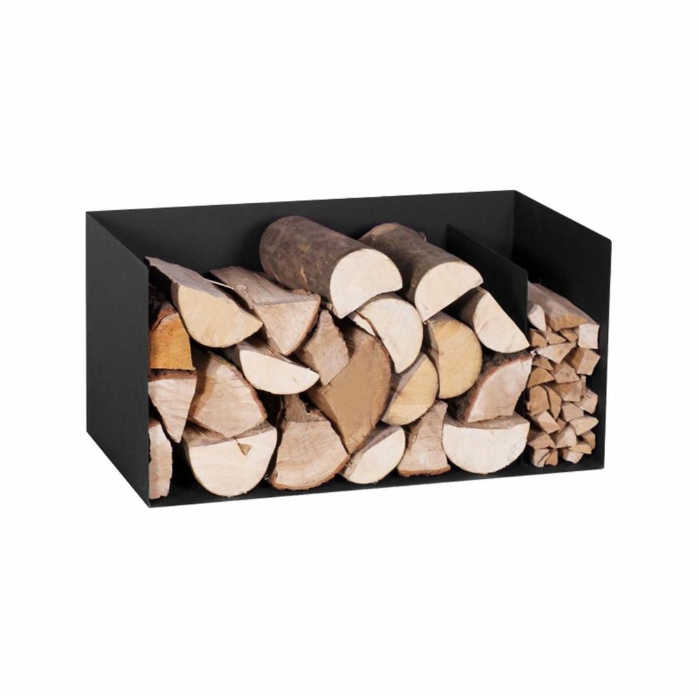 Porte-bûches compact en acier noir 70 cm bytom