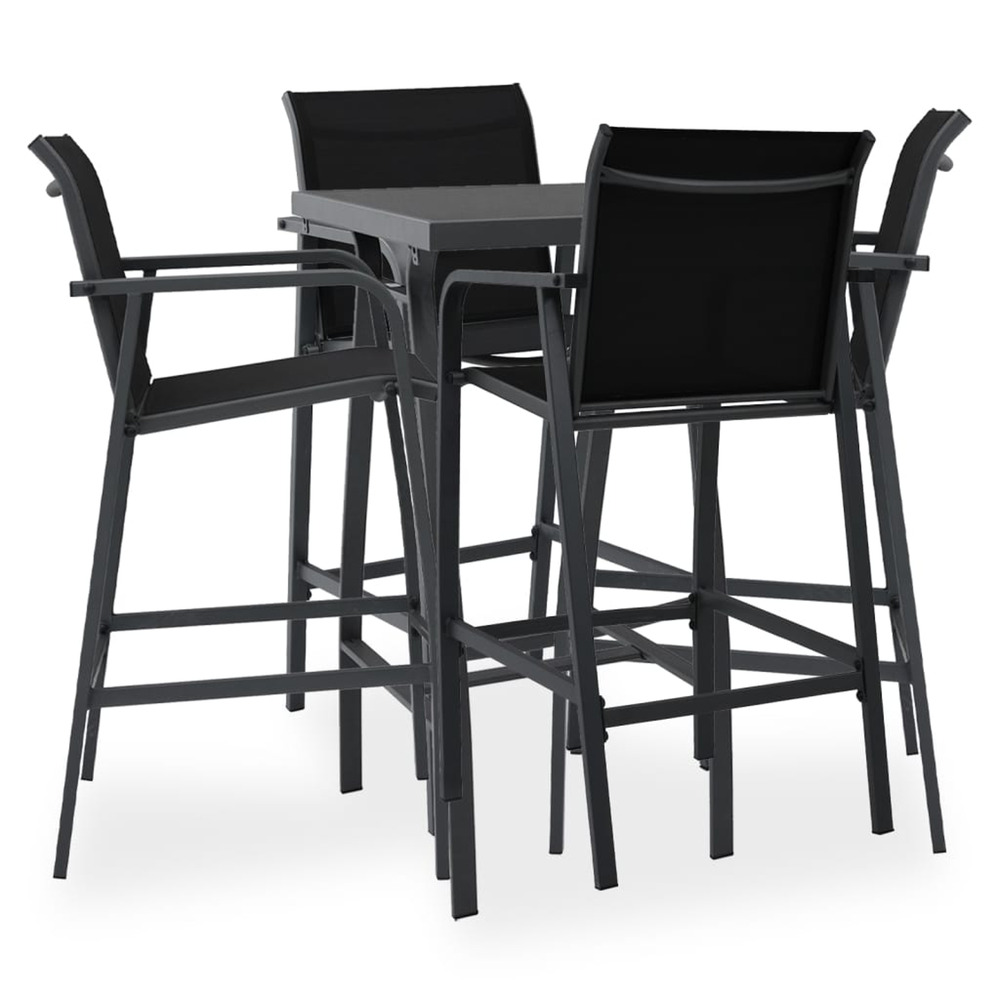 Ensemble de bar de jardin 5 pcs noir