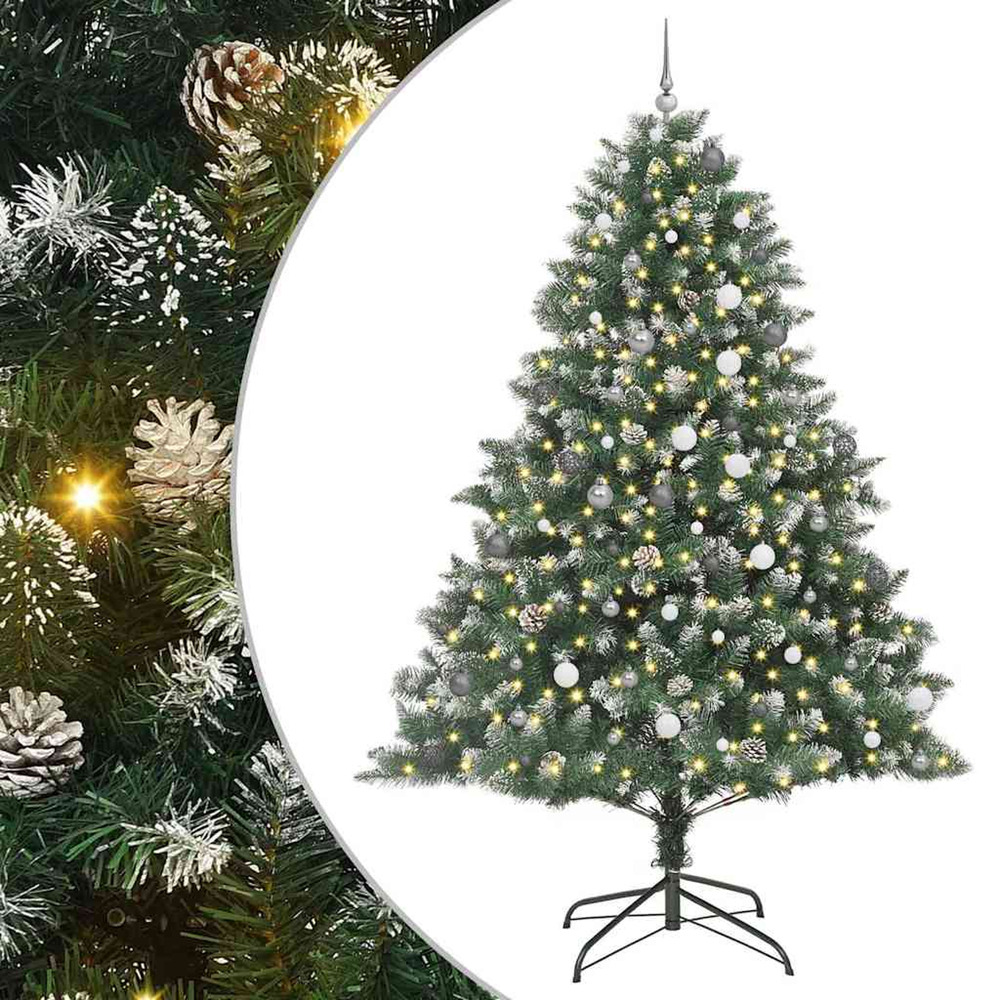 Sapin de noël artificiel vert 240 cm pvc, plastique et acier