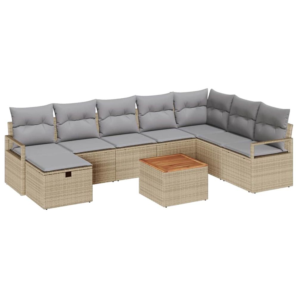 Ensemble de canapé de jardin 9 pc beige polyrotin