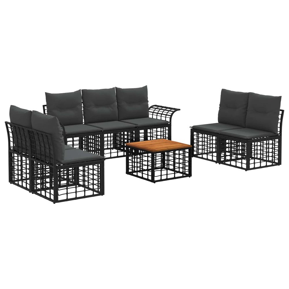 Ensemble de canapés d'extérieur 8 pc noir et gris foncé