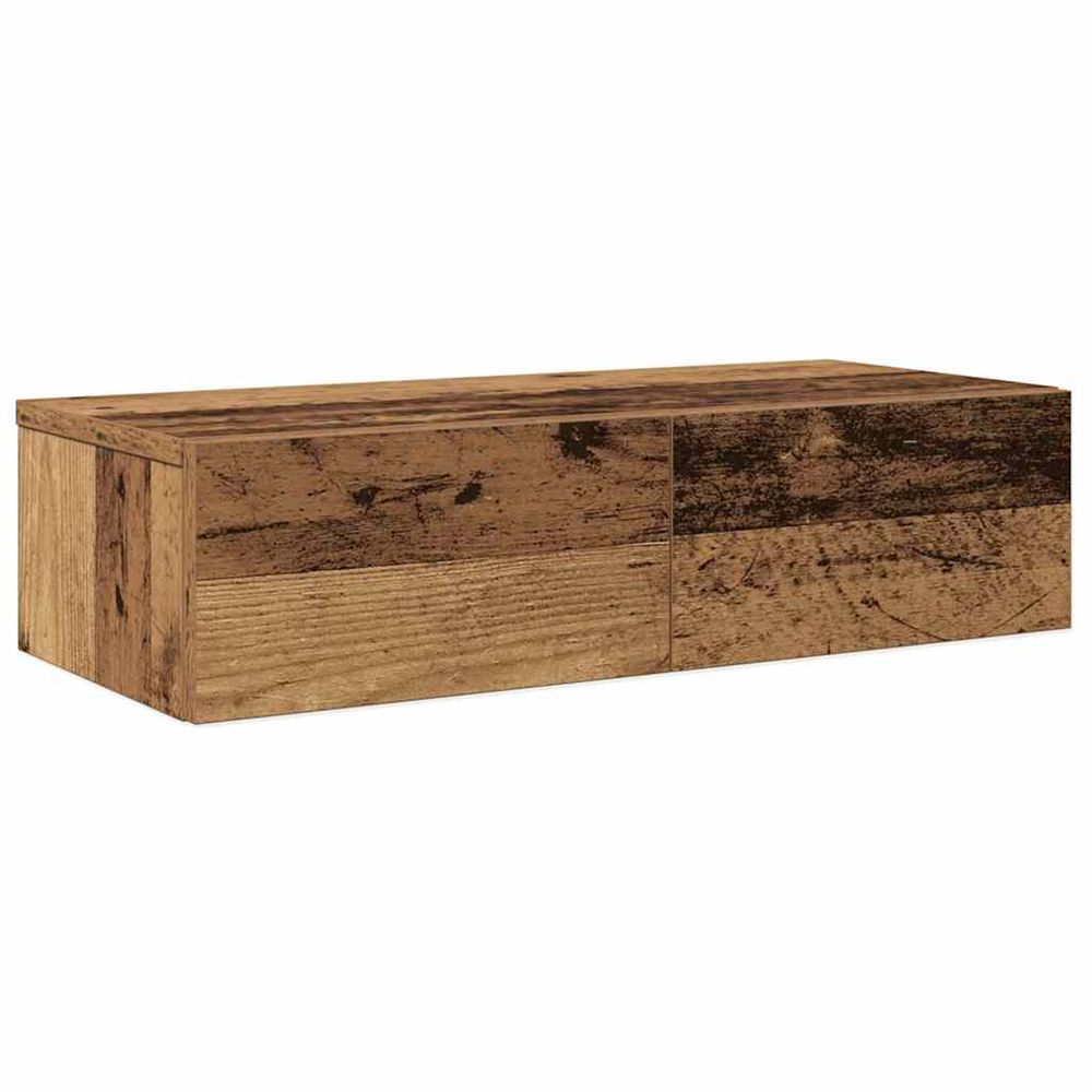Étagère murale avec tiroirs vieux bois bois d'ingénierie