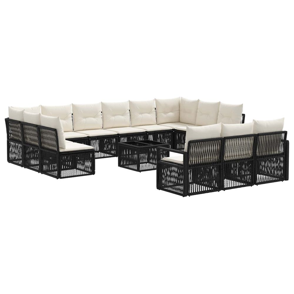 Ensemble de canapé de jardin 14 pc noir polyrotin
