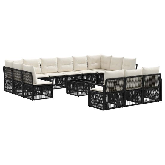Ensemble de canapé de jardin 14 pc noir polyrotin