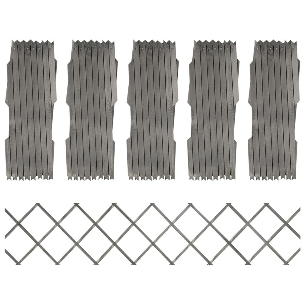 Clôture à treillis 5 pcs gris bois de sapin massif 180x30 cm