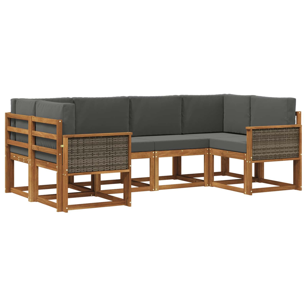 Ensemble de canapés d'extérieur 6 pcs naturel et anthracite