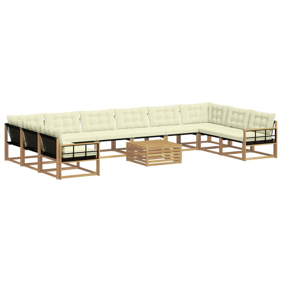 Ensemble de canapés d'extérieur 11 pcs blanc et crème