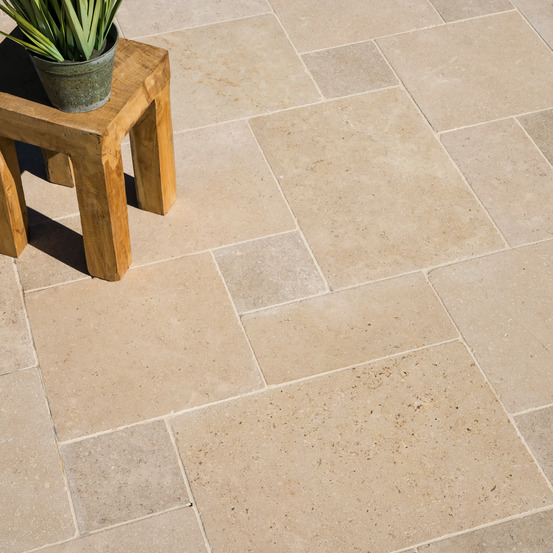 Dallage pierre d'egypte beige opus 4 x1,5 cm - intérieur et extérieur (lot de 1,44 m² soit 2 paquets) - ro'ma nature