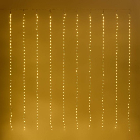 Rideau lumineux effet chute de neige 200xh200cm 400 led blanc chaud 4 canaux timer lotti