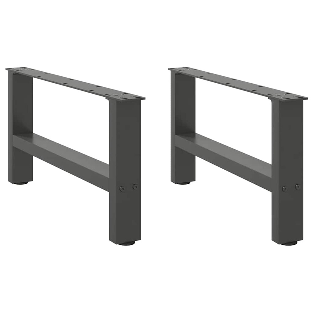 Pieds de table basse anthracite 2 pièces 70 x (30-31) cm acier