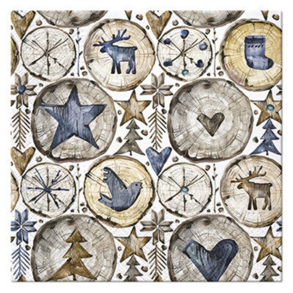 Lot de 20 serviettes en papier deco de noel sur bois