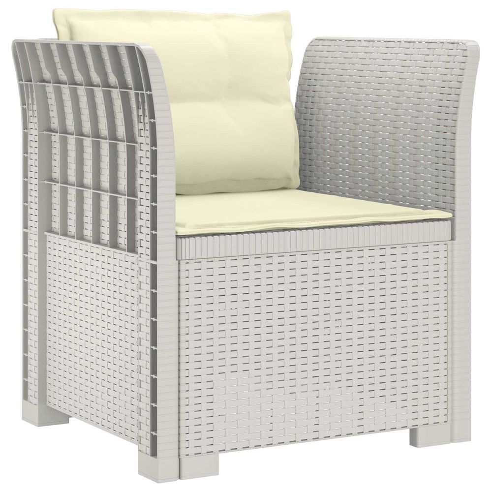 Fauteuil 1 place avec coussins look rotin pp blanc