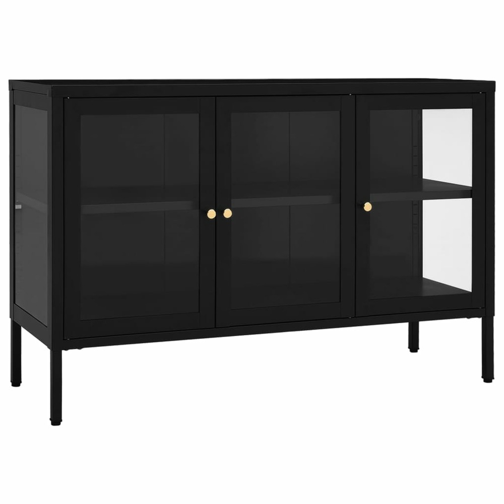 Buffet bahut commode armoire meuble de rangement organisateur cuisine salle de séjour salon 105 x 35 x 70 cm acier et verre n