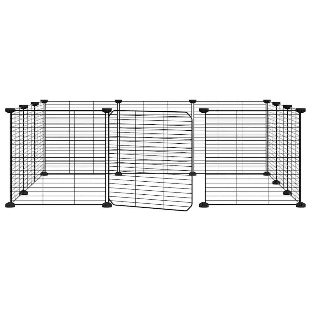 Cage animaux de compagnie à 12 panneaux et porte 35 x 35 cm noir