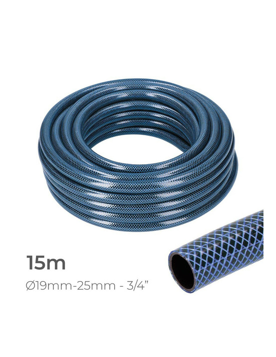 Tuyau d'arrosage intérieur bleu ø19mm. Rouleau extérieur ø25mm (3/4'') 15m edm