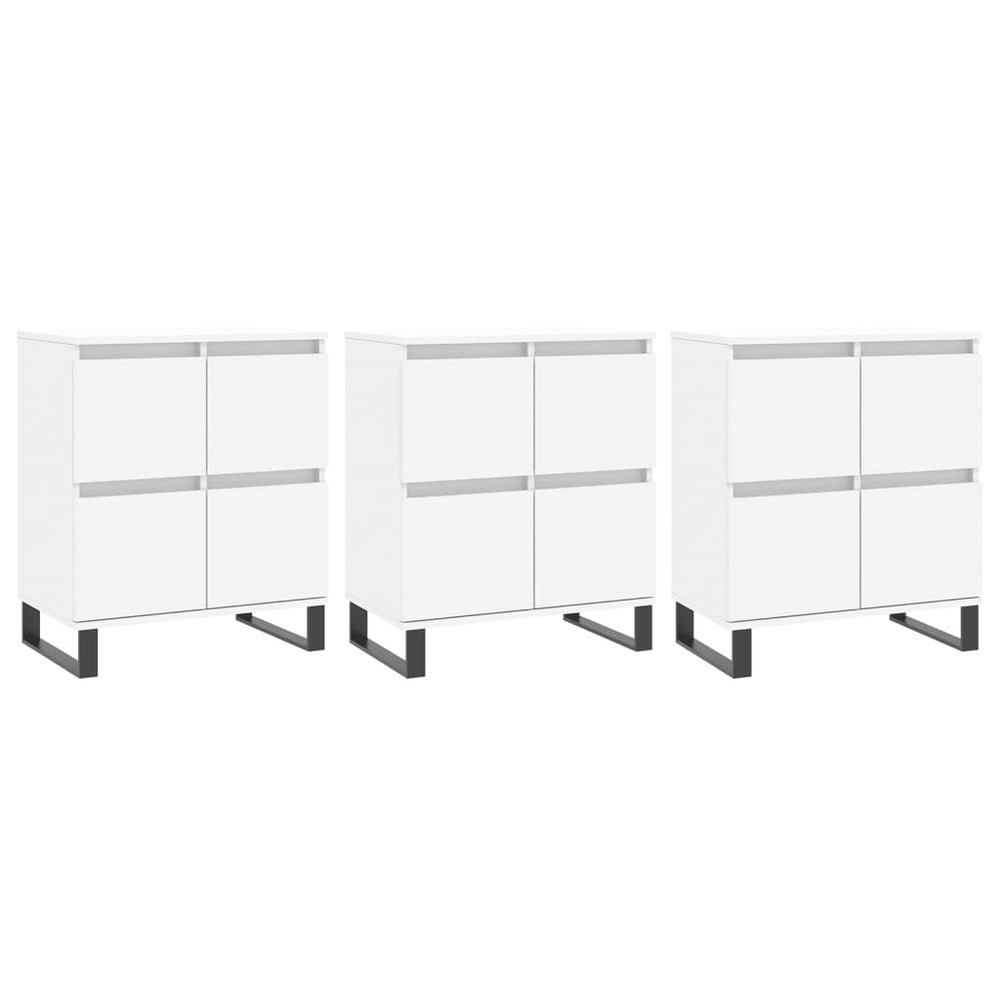 Buffet bahut commode armoire meuble de rangement organisateur cuisine salle de séjour salons 3 pcs bois d'ingénierie blanc 02