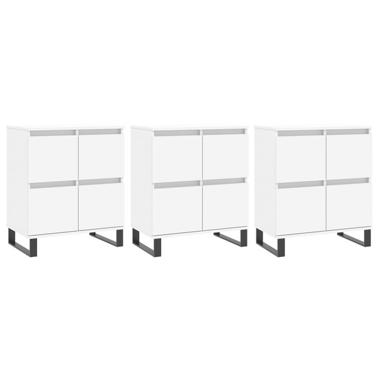 Buffet bahut commode armoire meuble de rangement organisateur cuisine salle de séjour salons 3 pcs bois d'ingénierie blanc 02