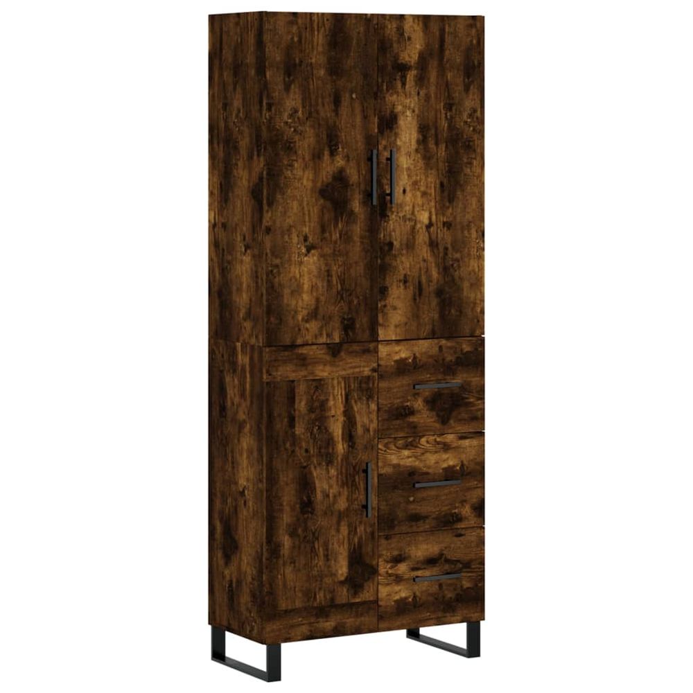 Buffet haut chêne fumé 69,5x34x180 cm bois d'ingénierie