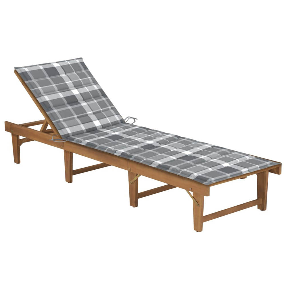 Chaise longue pliable avec coussin bois d'acacia solide bain de soleil