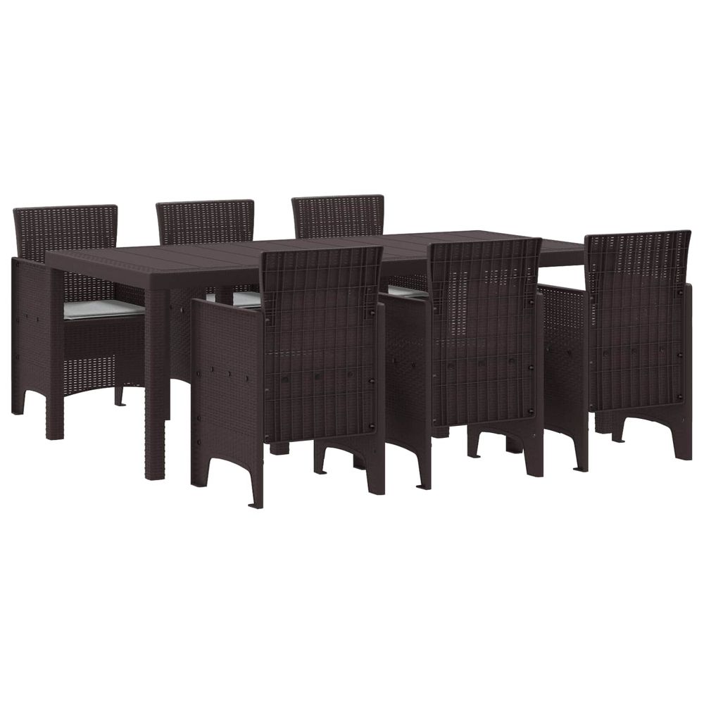 Ensemble de salle à manger pour jardin 7 pc marron
