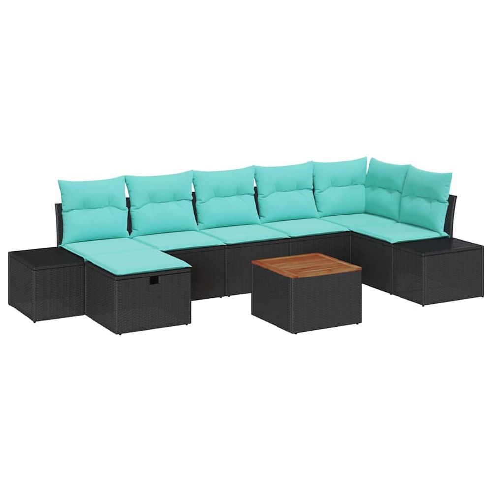 Ensemble de canapé de jardin 8 pc noir polyrotin